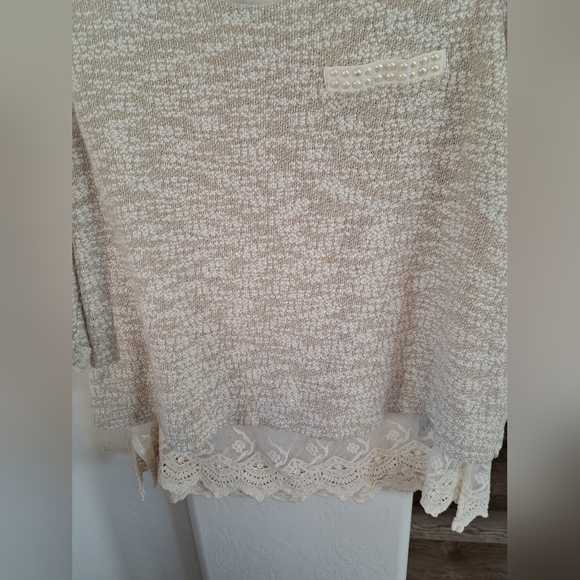 Styke & Co Beige Knit Sweater with Lace Hem Size 2X - Picture 4 of 6